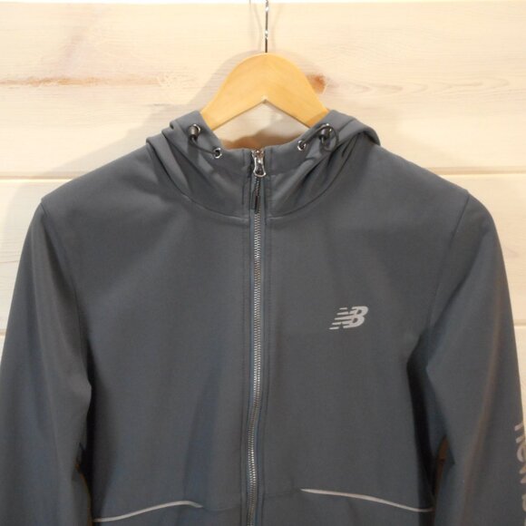 New Balance Women's size M Windbreaker Jacket Fleece Lined Full Zip Pockets Gray - Picture 2 of 13